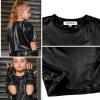 imagePerfashion Girls Metallic Shirts with Arm Sleeves Shiny Crop Top for Dancing Raves Festivals Costumes 415 YearsBlack361