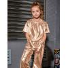 imagePerfashion Girls Metallic Shirts with Arm Sleeves Shiny Crop Top for Dancing Raves Festivals Costumes 415 YearsChampagne361