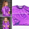 imagePerfashion Girls Metallic Shirts with Arm Sleeves Shiny Crop Top for Dancing Raves Festivals Costumes 415 YearsDark Purple361