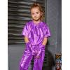 imagePerfashion Girls Metallic Shirts with Arm Sleeves Shiny Crop Top for Dancing Raves Festivals Costumes 415 YearsDark Purple361