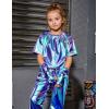 imagePerfashion Girls Metallic Shirts with Arm Sleeves Shiny Crop Top for Dancing Raves Festivals Costumes 415 YearsLaser Mermaid361