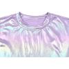 imagePerfashion Girls Metallic Shirts with Arm Sleeves Shiny Crop Top for Dancing Raves Festivals Costumes 415 YearsRadient Light Purple025