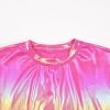 imagePerfashion Girls Metallic Shirts with Arm Sleeves Shiny Crop Top for Dancing Raves Festivals Costumes 415 YearsRadient Pink036