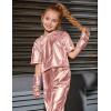 imagePerfashion Girls Metallic Shirts with Arm Sleeves Shiny Crop Top for Dancing Raves Festivals Costumes 415 YearsRose Gold361