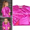 imagePerfashion Girls Metallic Shirts with Arm Sleeves Shiny Crop Top for Dancing Raves Festivals Costumes 415 YearsRose Red361