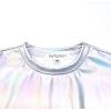 imagePerfashion Girls Metallic Shirts with Arm Sleeves Shiny Crop Top for Dancing Raves Festivals Costumes 415 YearsSliver361