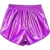 imagePerfashion Girls Metallic Shorts Shiny Hot Short Sparkly Party Pants ampampSunglassesColorful Purple14