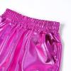 imagePerfashion Girls Metallic Shorts Sparkly Shiny Hot Pants GoldSilverPink OutfitRose Red 7