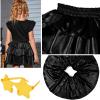 imagePerfashion Girls Sparkle Metallic Skirts Layers Ruffle Sequin Tutu Dance Skirt with Sunglasses for Kids 615 YearsBlack452