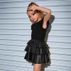 imagePerfashion Girls Sparkle Metallic Skirts Layers Ruffle Sequin Tutu Dance Skirt with Sunglasses for Kids 615 YearsBlack452
