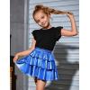 imagePerfashion Girls Sparkle Metallic Skirts Layers Ruffle Sequin Tutu Dance Skirt with Sunglasses for Kids 615 YearsBlue452