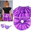 imagePerfashion Girls Sparkle Metallic Skirts Layers Ruffle Sequin Tutu Dance Skirt with Sunglasses for Kids 615 YearsDark Purple452