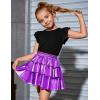 imagePerfashion Girls Sparkle Metallic Skirts Layers Ruffle Sequin Tutu Dance Skirt with Sunglasses for Kids 615 YearsDark Purple452