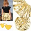 imagePerfashion Girls Sparkle Metallic Skirts Layers Ruffle Sequin Tutu Dance Skirt with Sunglasses for Kids 615 YearsGold452