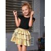 imagePerfashion Girls Sparkle Metallic Skirts Layers Ruffle Sequin Tutu Dance Skirt with Sunglasses for Kids 615 YearsGold452