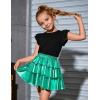imagePerfashion Girls Sparkle Metallic Skirts Layers Ruffle Sequin Tutu Dance Skirt with Sunglasses for Kids 615 YearsGreen452