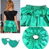 imagePerfashion Girls Sparkle Metallic Skirts Layers Ruffle Sequin Tutu Dance Skirt with Sunglasses for Kids 615 YearsGreen452