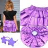 imagePerfashion Girls Sparkle Metallic Skirts Layers Ruffle Sequin Tutu Dance Skirt with Sunglasses for Kids 615 YearsMedium Purple452