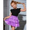 imagePerfashion Girls Sparkle Metallic Skirts Layers Ruffle Sequin Tutu Dance Skirt with Sunglasses for Kids 615 YearsMedium Purple452