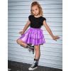 imagePerfashion Girls Sparkle Metallic Skirts Layers Ruffle Sequin Tutu Dance Skirt with Sunglasses for Kids 615 YearsMedium Purple452