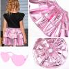 imagePerfashion Girls Sparkle Metallic Skirts Layers Ruffle Sequin Tutu Dance Skirt with Sunglasses for Kids 615 YearsPink452