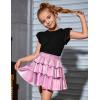 imagePerfashion Girls Sparkle Metallic Skirts Layers Ruffle Sequin Tutu Dance Skirt with Sunglasses for Kids 615 YearsPink452