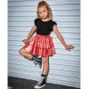 imagePerfashion Girls Sparkle Metallic Skirts Layers Ruffle Sequin Tutu Dance Skirt with Sunglasses for Kids 615 YearsRed452