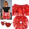 imagePerfashion Girls Sparkle Metallic Skirts Layers Ruffle Sequin Tutu Dance Skirt with Sunglasses for Kids 615 YearsRed452