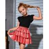imagePerfashion Girls Sparkle Metallic Skirts Layers Ruffle Sequin Tutu Dance Skirt with Sunglasses for Kids 615 YearsRed452