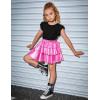 imagePerfashion Girls Sparkle Metallic Skirts Layers Ruffle Sequin Tutu Dance Skirt with Sunglasses for Kids 615 YearsRosen452