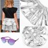 imagePerfashion Girls Sparkle Metallic Skirts Layers Ruffle Sequin Tutu Dance Skirt with Sunglasses for Kids 615 YearsSilver452