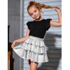 imagePerfashion Girls Sparkle Metallic Skirts Layers Ruffle Sequin Tutu Dance Skirt with Sunglasses for Kids 615 YearsSilver452