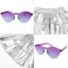 imagePerfashion Girls Sparkle Metallic Skirts Layers Ruffle Sequin Tutu Dance Skirt with Sunglasses for Kids 615 YearsSilver452