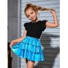 imagePerfashion Girls Sparkle Metallic Skirts Layers Ruffle Sequin Tutu Dance Skirt with Sunglasses for Kids 615 YearsSky Blue452