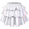 imagePerfashion Girls Sparkle Metallic Skirts Layers Ruffle Sequin Tutu Dance Skirt with Sunglasses for Kids 615 YearsSliver452