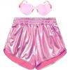 imagePerfashion Girls Metallic Shorts Shiny Hot Short Sparkly Party Pants ampampSunglassesPink