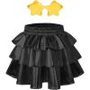 imagePerfashion Girls Sparkle Metallic Skirts Layers Ruffle Sequin Tutu Dance Skirt with Sunglasses for Kids 615 YearsBlack452