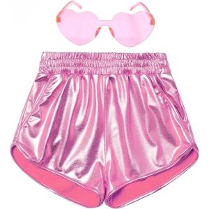 imagePerfashion Girls Metallic Shorts Shiny Hot Short Sparkly Party Pants ampampSunglassesPink