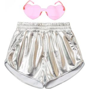 imagePerfashion Girls Metallic Shorts Shiny Hot Short Sparkly Party Pants ampampSunglassesSliver