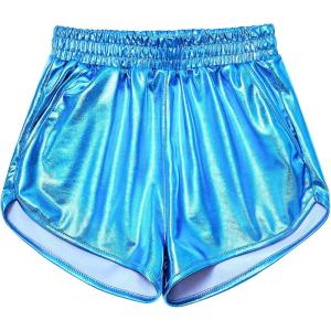 imagePerfashion Girls Metallic Shorts Sparkly Shiny Hot Pants GoldSilverPink OutfitBlue