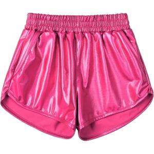 imagePerfashion Girls Metallic Shorts Sparkly Shiny Hot Pants GoldSilverPink OutfitCarmine