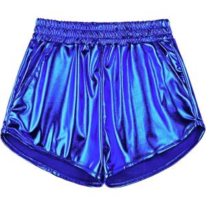 imagePerfashion Girls Metallic Shorts Sparkly Shiny Hot Pants GoldSilverPink OutfitMineral Blue 24