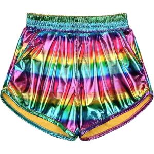 imagePerfashion Girls Metallic Shorts Sparkly Shiny Hot Pants GoldSilverPink OutfitRainbow29