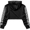imageKids Girls Leather Plaid Long Sleeve Crop Top Hoddie Cropped SweatershirtsPlaid Black