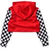 imageKids Girls Leather Plaid Long Sleeve Crop Top Hoddie Cropped SweatershirtsPlaid Red