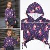 imageKids Girls Leather Plaid Long Sleeve Crop Top Hoddie Cropped SweatershirtsUnicorn 456