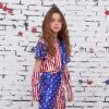 imagePerfashion Girls Metallic Shirts Shiny Tie Front Knot Crop Top with Arm Sleeves for Dancing Raves Festivals 415 Years4th of July258