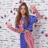 imagePerfashion Girls Metallic Shirts Shiny Tie Front Knot Crop Top with Arm Sleeves for Dancing Raves Festivals 415 Years4th of July258