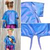 imagePerfashion Girls Metallic Shirts Shiny Tie Front Knot Crop Top with Arm Sleeves for Dancing Raves Festivals 415 YearsBlue11258