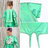 imagePerfashion Girls Metallic Shirts Shiny Tie Front Knot Crop Top with Arm Sleeves for Dancing Raves Festivals 415 YearsGreen9258